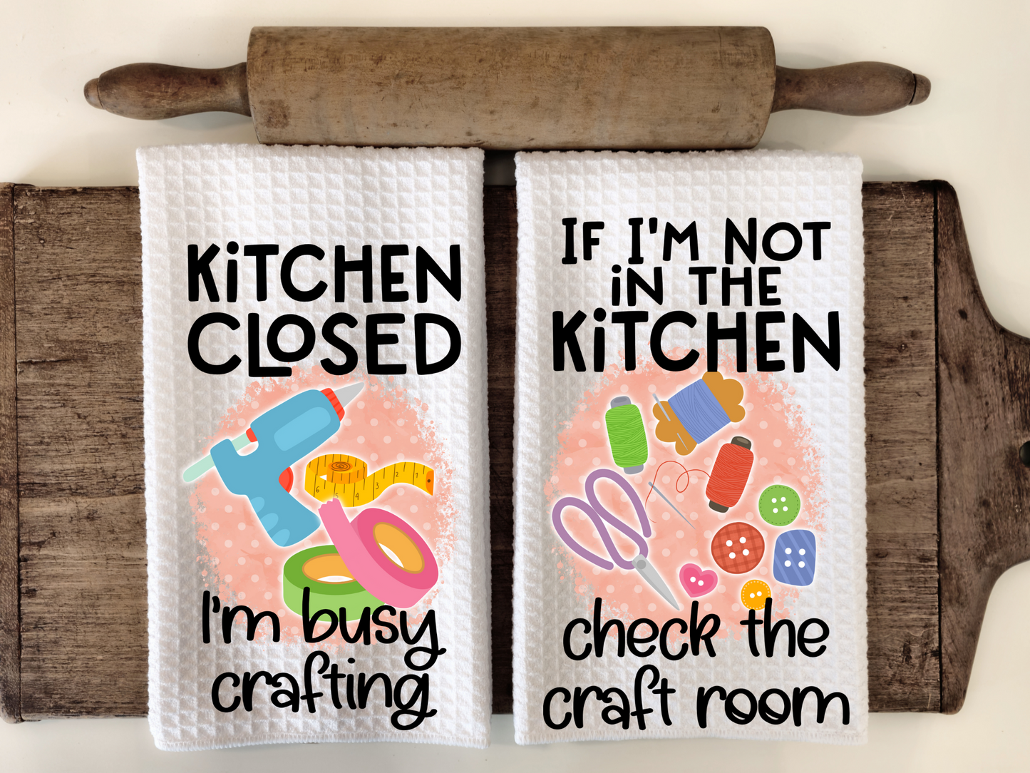 Crafting Themed Set of 2 Kitchen Towels