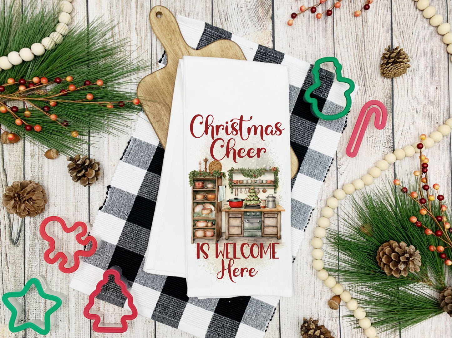 Christmas Cheer Is Welcome Here Kitchen Towel