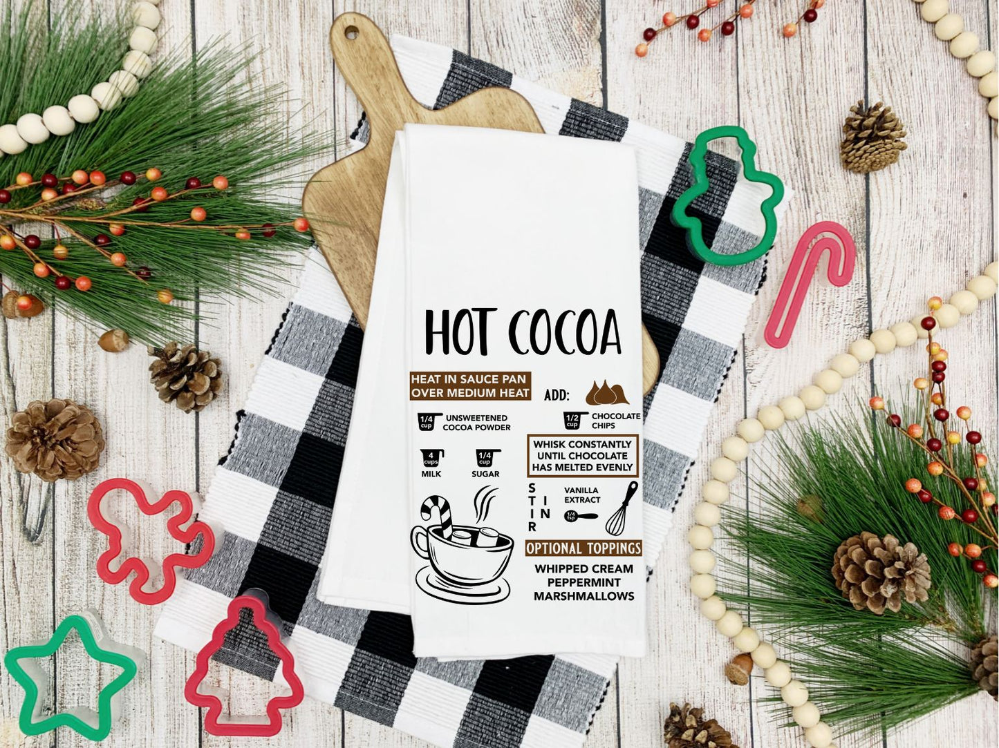 Hot Cocoa Recipe Kitchen Towel