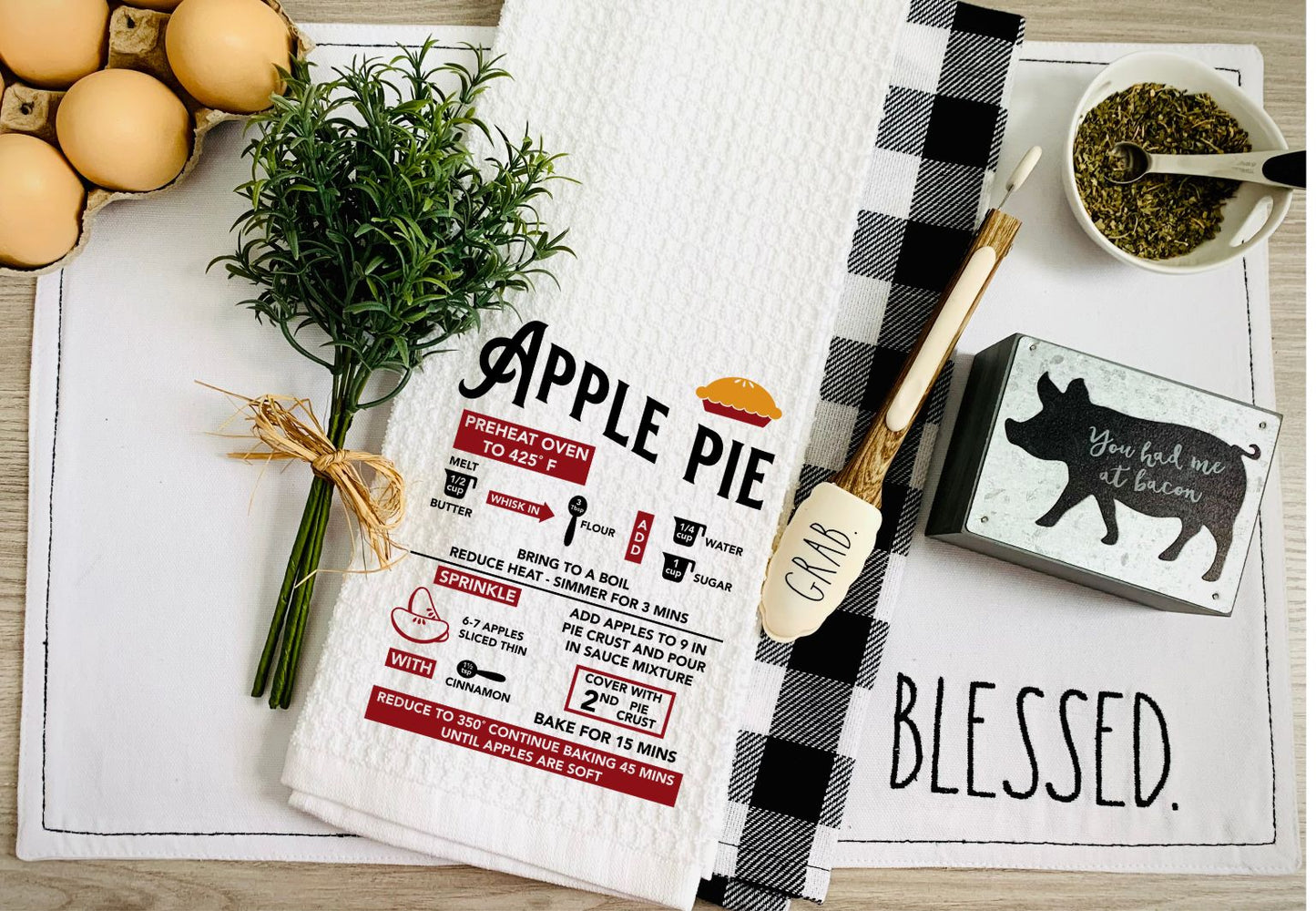 Apple Pie Recipe Kitchen Towel