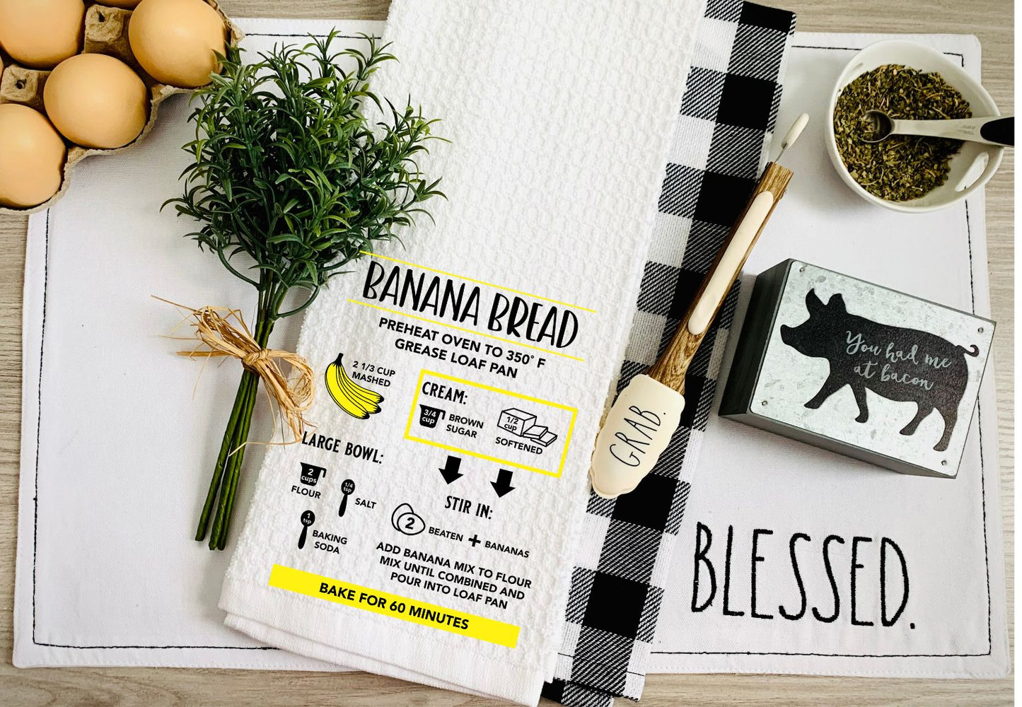 Banana Bread Recipe Kitchen Towel