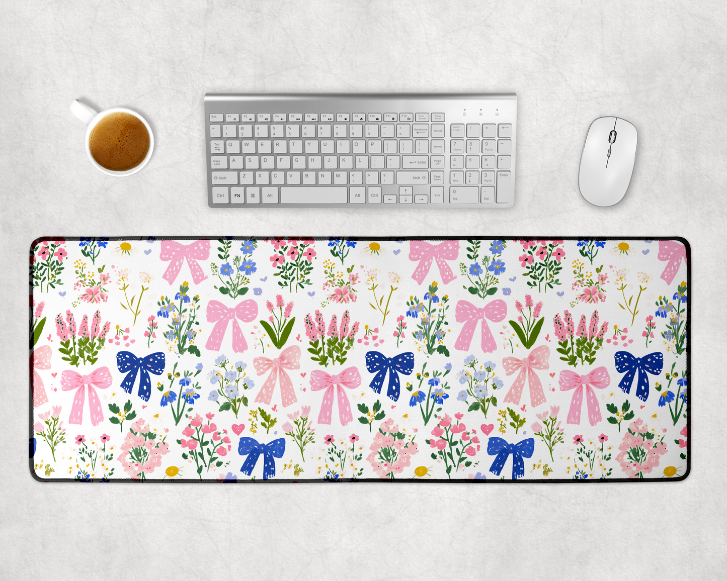 Custom Flowers Bows Desk Mat, Large Mousepad, Office Dorm Decor, Co Worker Teacher Gift, Home Office Desk Supplies