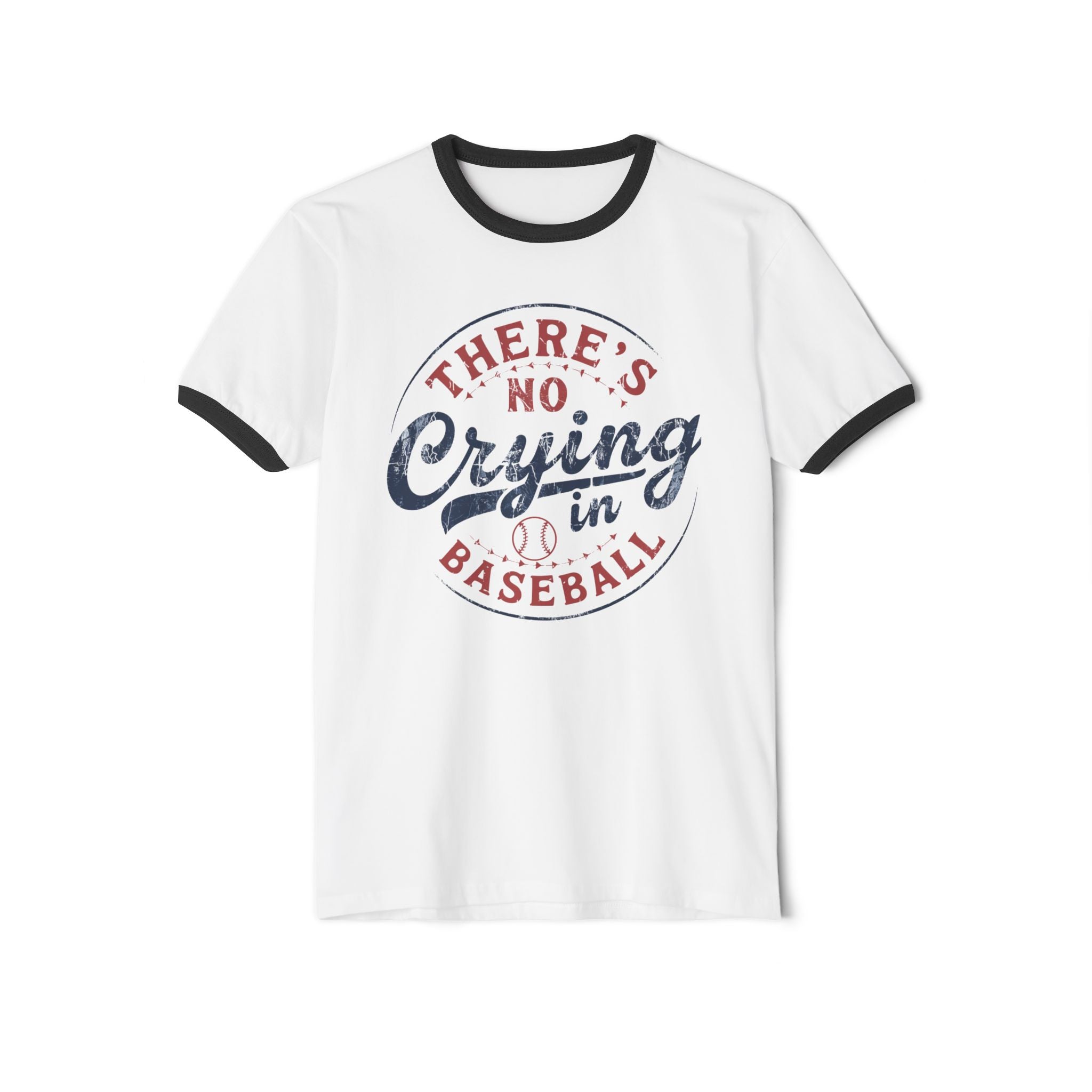 There's No Crying in Baseball Unisex Cotton Ringer T-Shirt, Vintage Sport Tee, Baseball Fan Gear, Gift for Sports, Baseball Mom Shirt