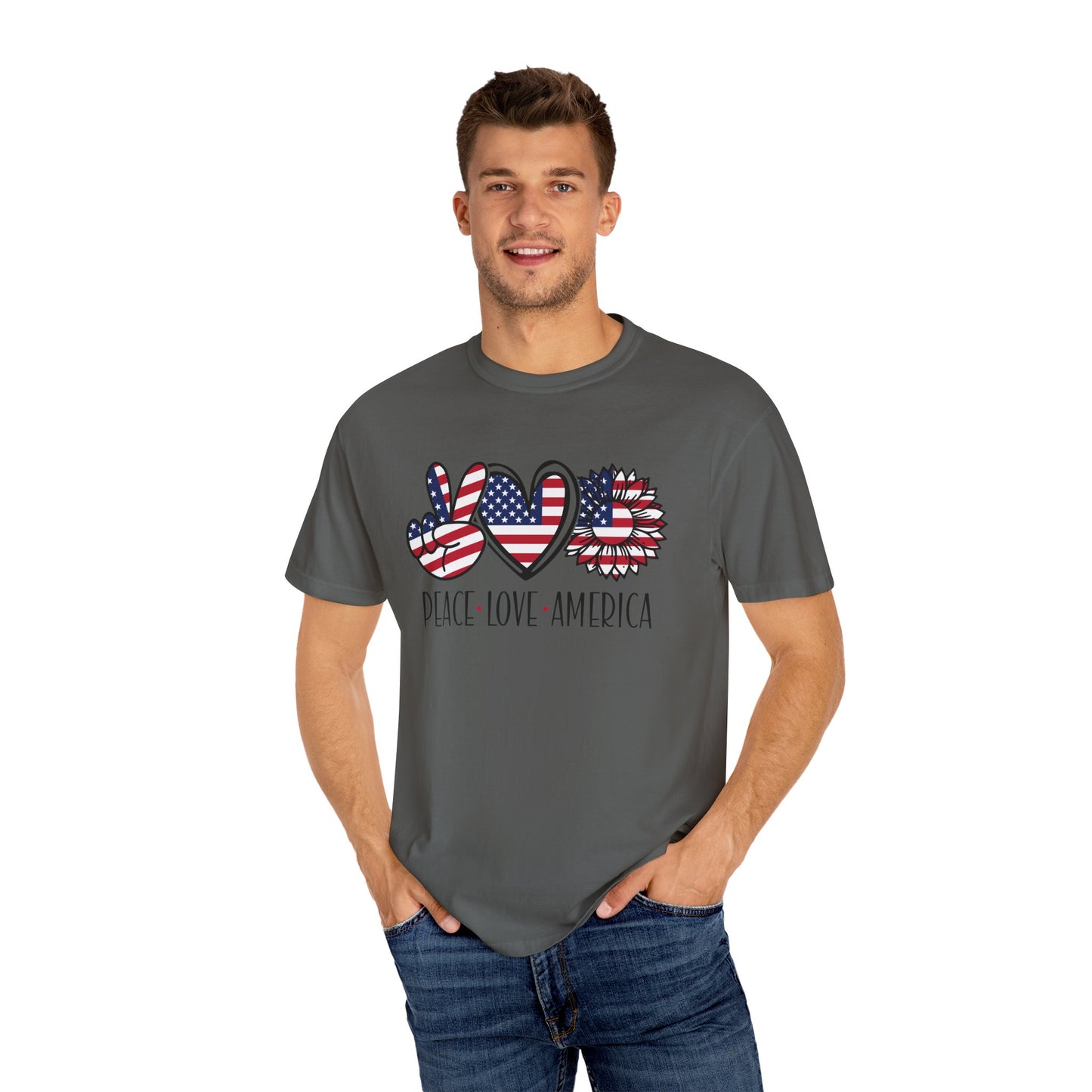 Peace Love America T-Shirt | Unisex Vintage Tee for July 4th, Americana Style, Summer Outfit, American Pride, Gift For Her
