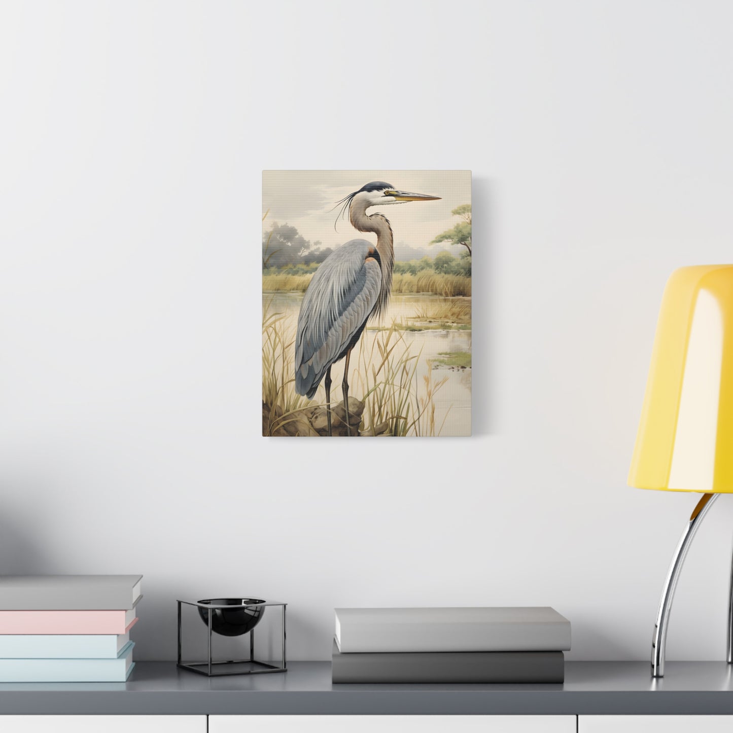 Heron Canvas Wall Art, Nature Decor, Elegant Bird Print, Blue Heron Home & Office Decor, Gift For Nature Lovers, Coastal Home Decor