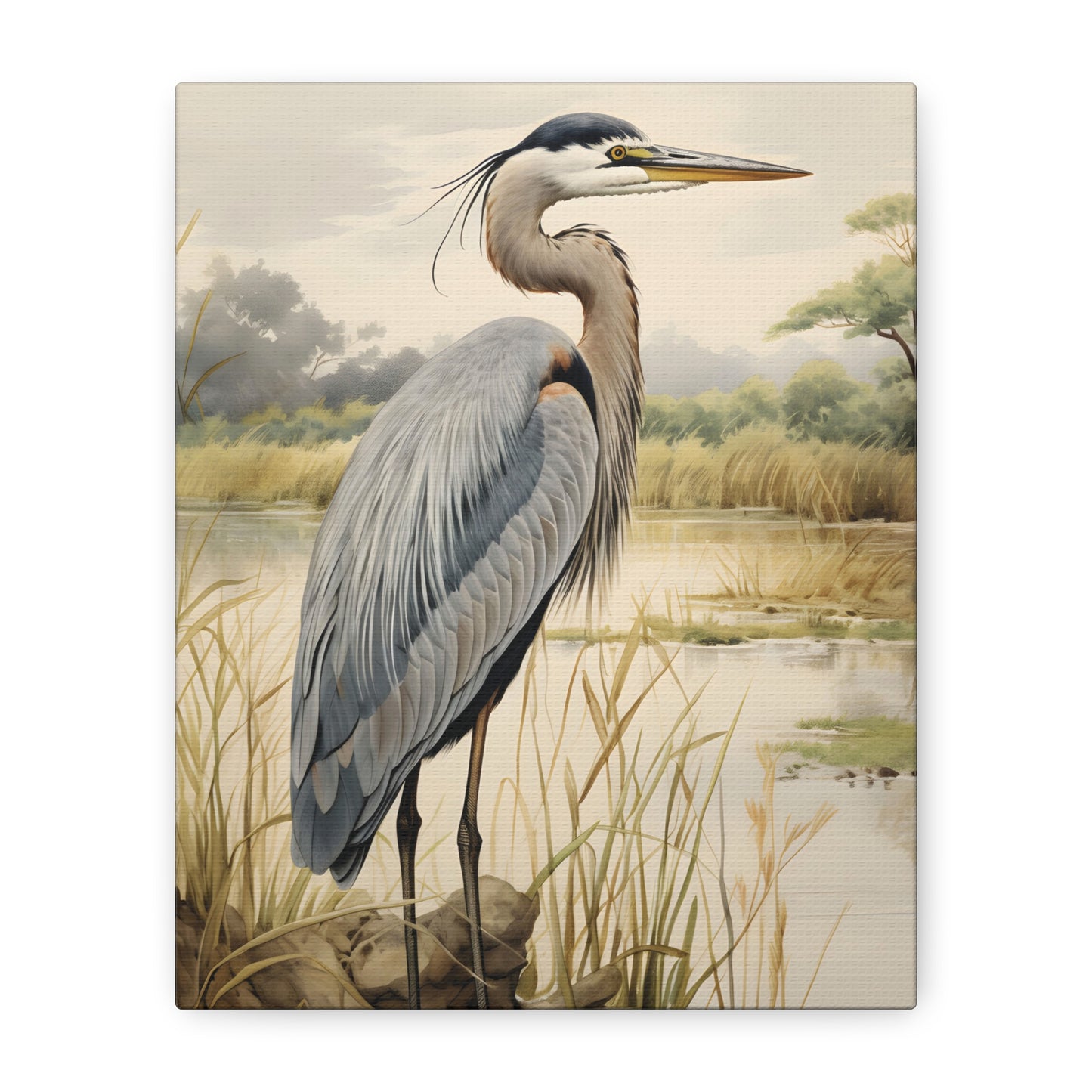 Heron Canvas Wall Art, Nature Decor, Elegant Bird Print, Blue Heron Home & Office Decor, Gift For Nature Lovers, Coastal Home Decor