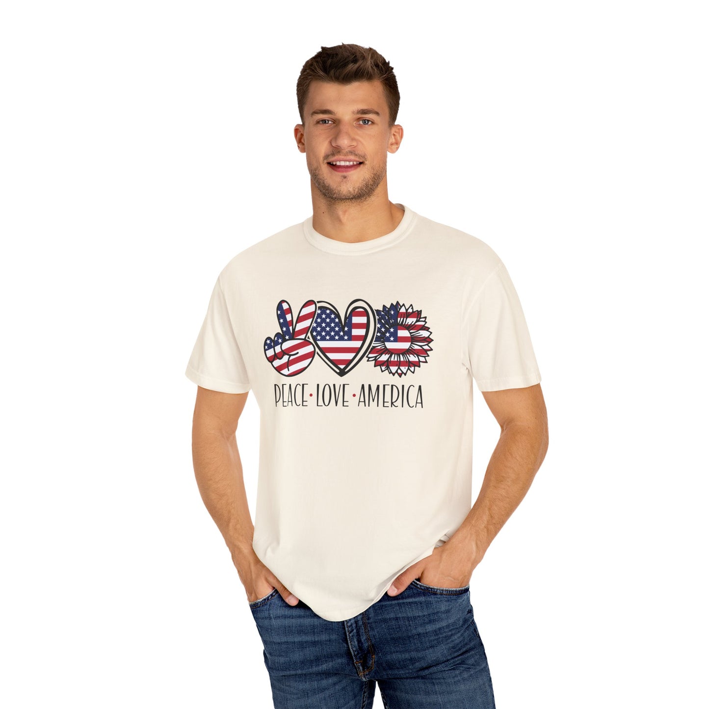 Peace Love America T-Shirt | Unisex Vintage Tee for July 4th, Americana Style, Summer Outfit, American Pride, Gift For Her