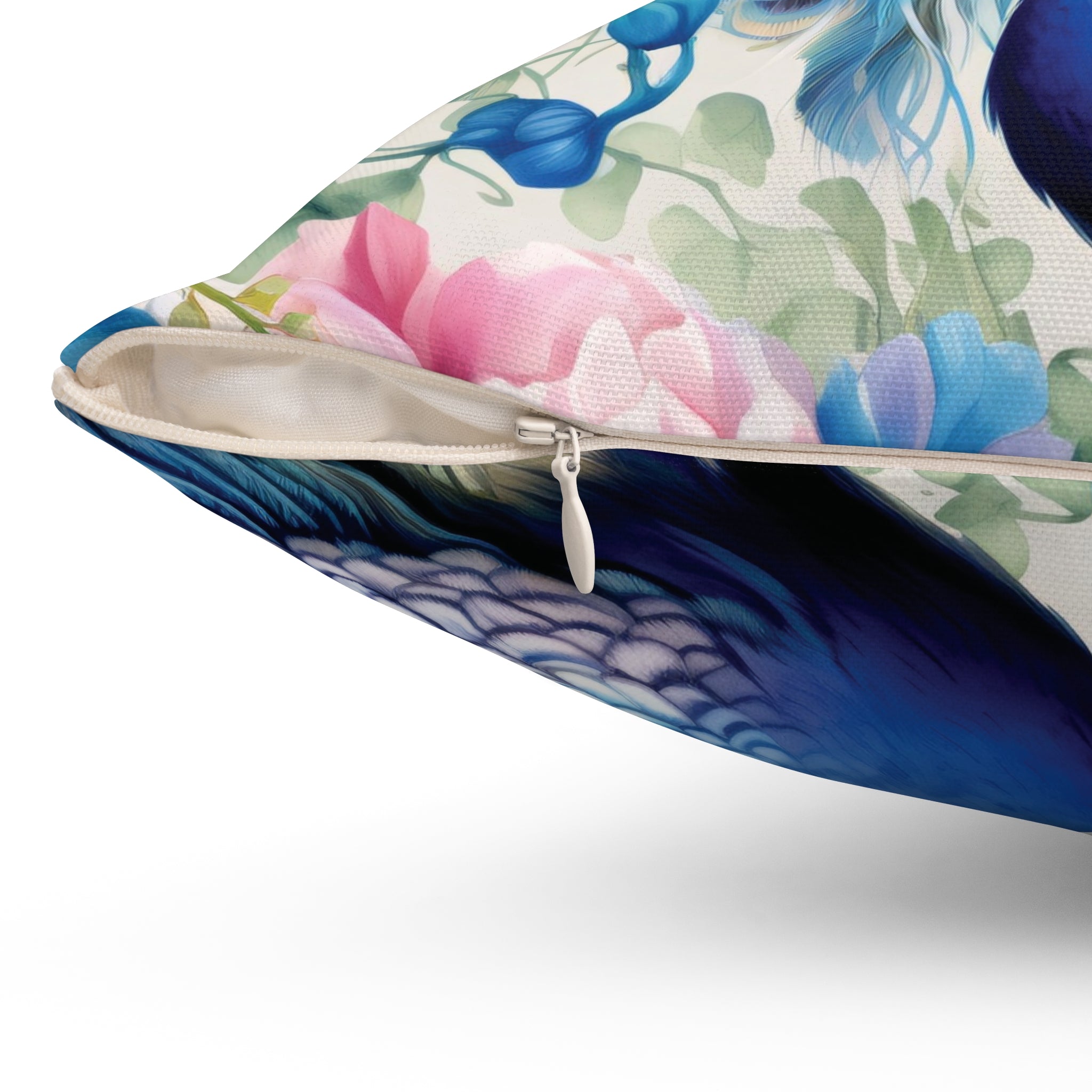 Peacock Floral Double Sided Square Pillow or Pillow Cover ,Peacock Throw Pillow, Bird Lover Bedroom Living Room Decor, Housewarming Gift