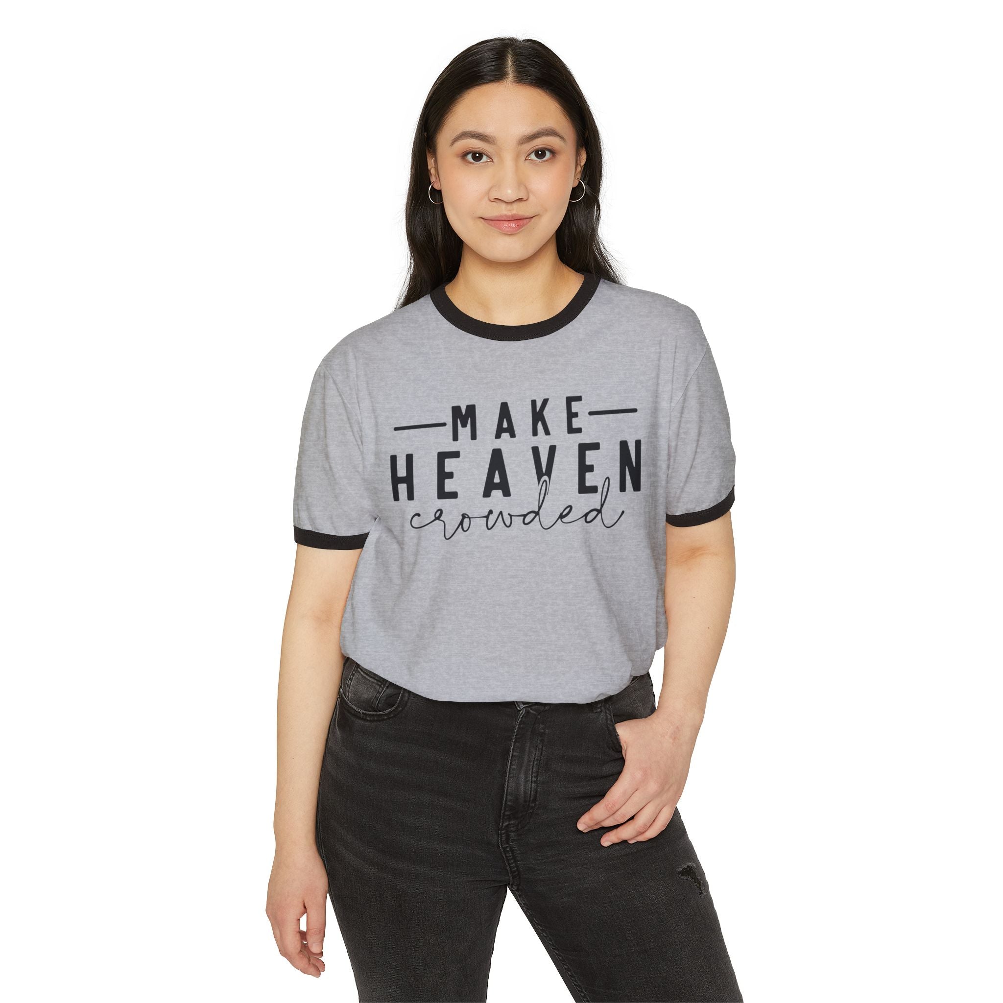 Make Heaven Crowded Unisex Cotton Ringer T-Shirt, Christian T-Shirt, Christian Gift, Retro Jesus T-Shirt,  Bible Shirt, Gift For Her