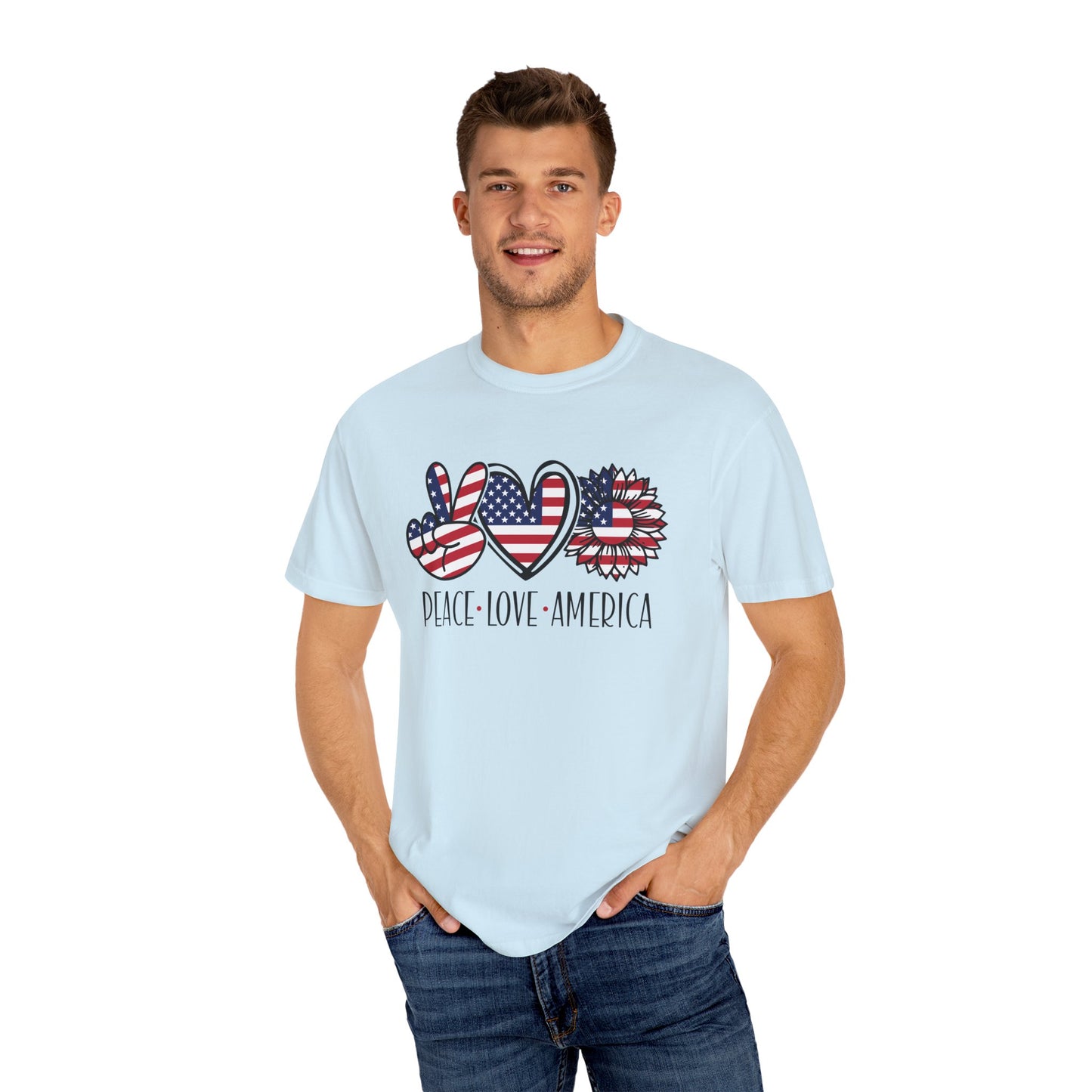 Peace Love America T-Shirt | Unisex Vintage Tee for July 4th, Americana Style, Summer Outfit, American Pride, Gift For Her