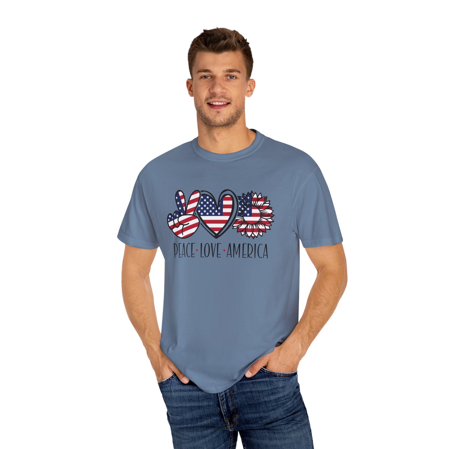 Peace Love America T-Shirt | Unisex Vintage Tee for July 4th, Americana Style, Summer Outfit, American Pride, Gift For Her