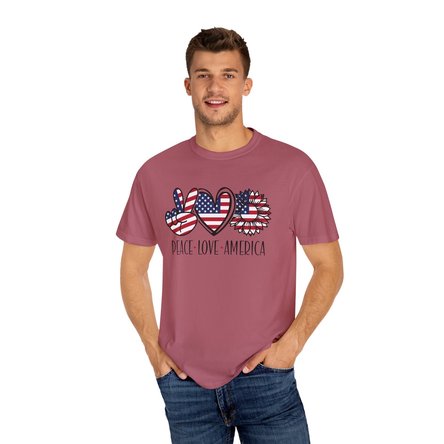 Peace Love America T-Shirt | Unisex Vintage Tee for July 4th, Americana Style, Summer Outfit, American Pride, Gift For Her