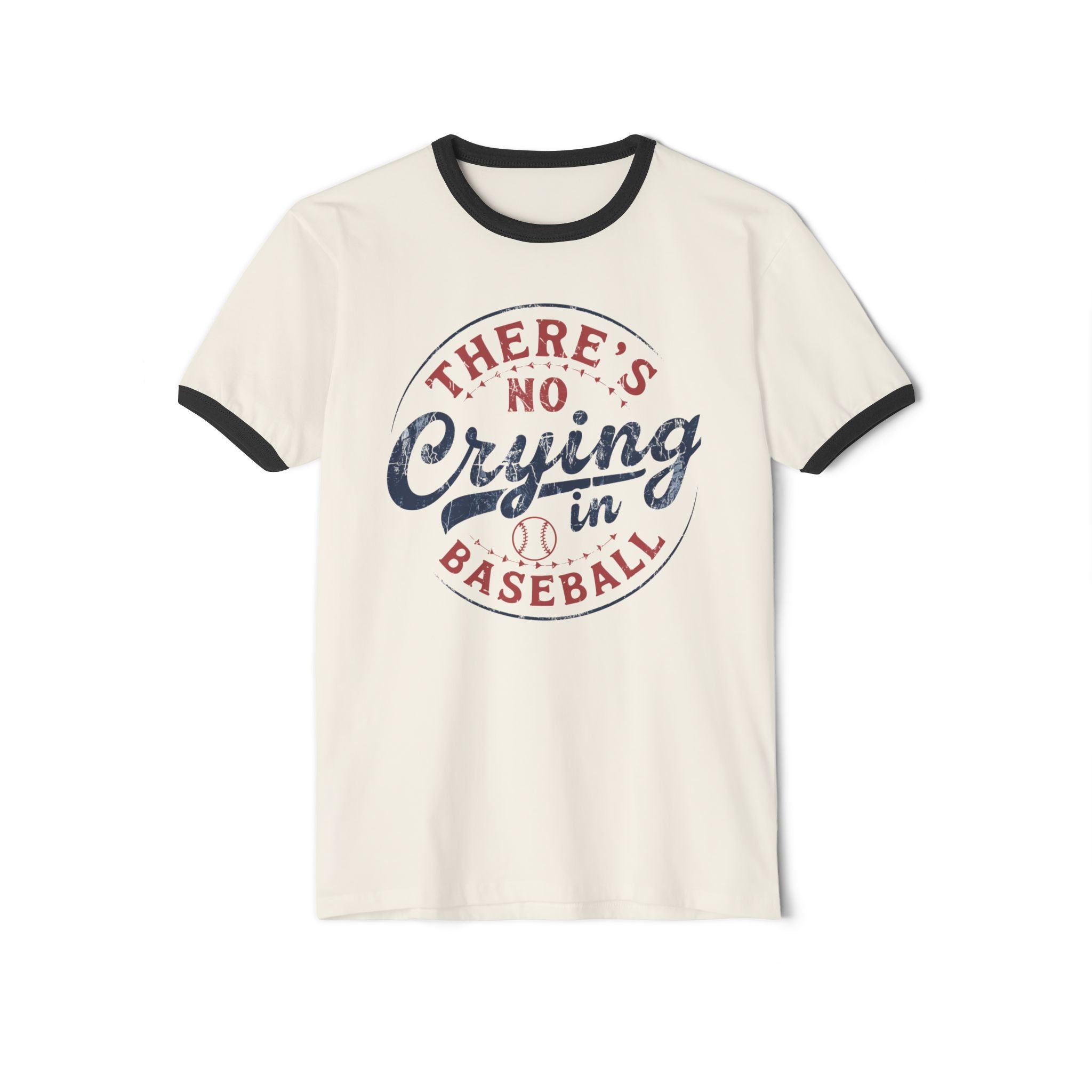 There's No Crying in Baseball Unisex Cotton Ringer T-Shirt, Vintage Sport Tee, Baseball Fan Gear, Gift for Sports, Baseball Mom Shirt