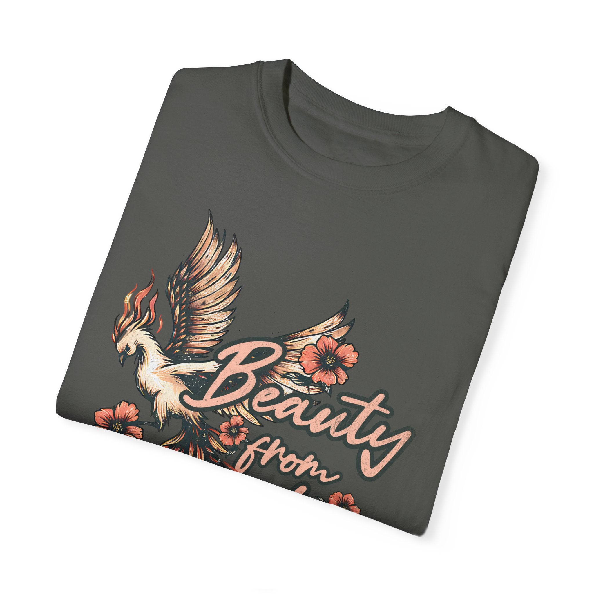 Beauty from Ashes T-Shirt, Inspirational Tee, Faith-Based Apparel, Spiritual Gift, Unisex Graphic Shirt, Phoenix Design, Isaiah 61:3