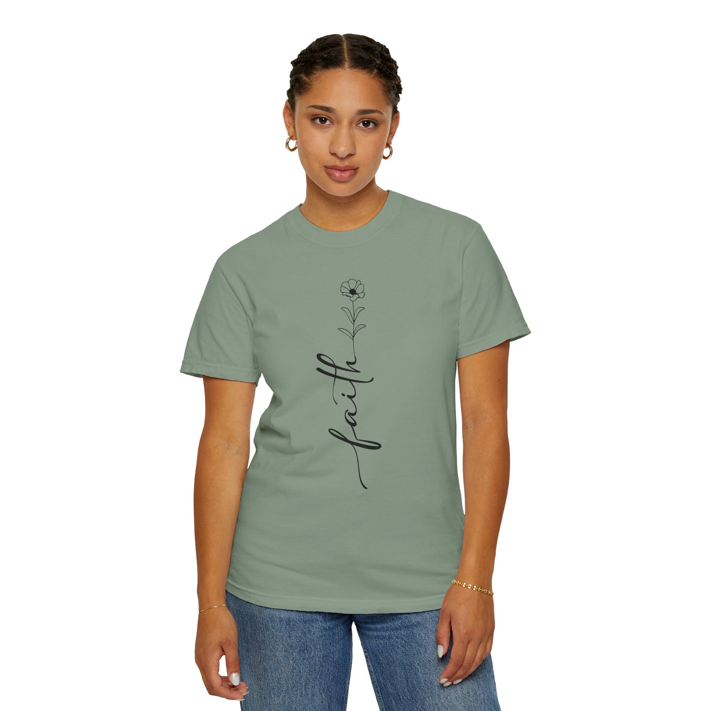 Faith Shirt-Faith Flower Shirt-Christian Religious Apparel-Gift for Her-Comfort Colors