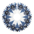 Blue and White Trees and Snowflakes Christmas Tree Skirt, Round Tree Skirt, Christmas Tree Decor