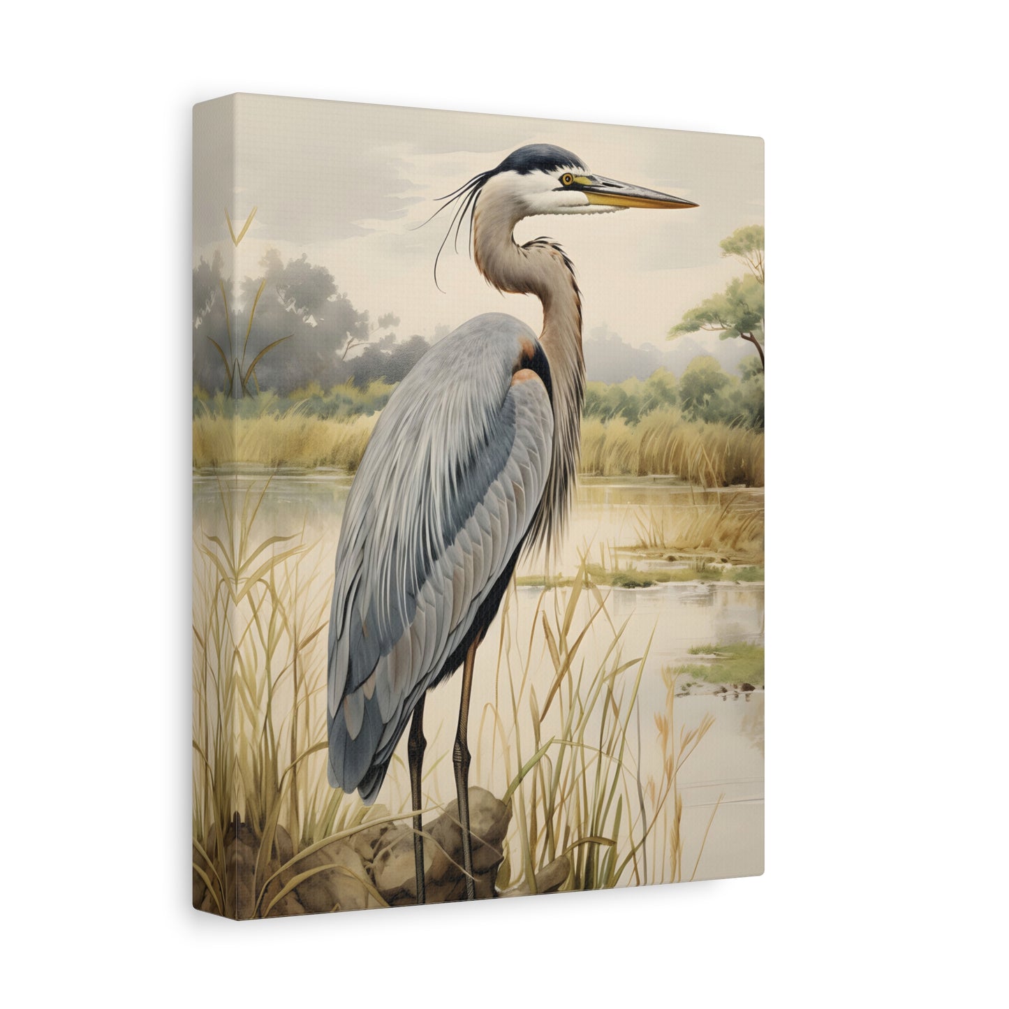 Heron Canvas Wall Art, Nature Decor, Elegant Bird Print, Blue Heron Home & Office Decor, Gift For Nature Lovers, Coastal Home Decor
