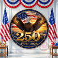 USA 250 Years 1776-2026 Wreath Sign, Round Metal Sign For Wreaths, Patriotic Eagle America Wreath Attachment Insert