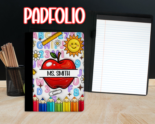 Personalized Teacher Padfolio, Apple Refillable Notebook, Custom Teacher Appreciation Gift, End Of School Gift