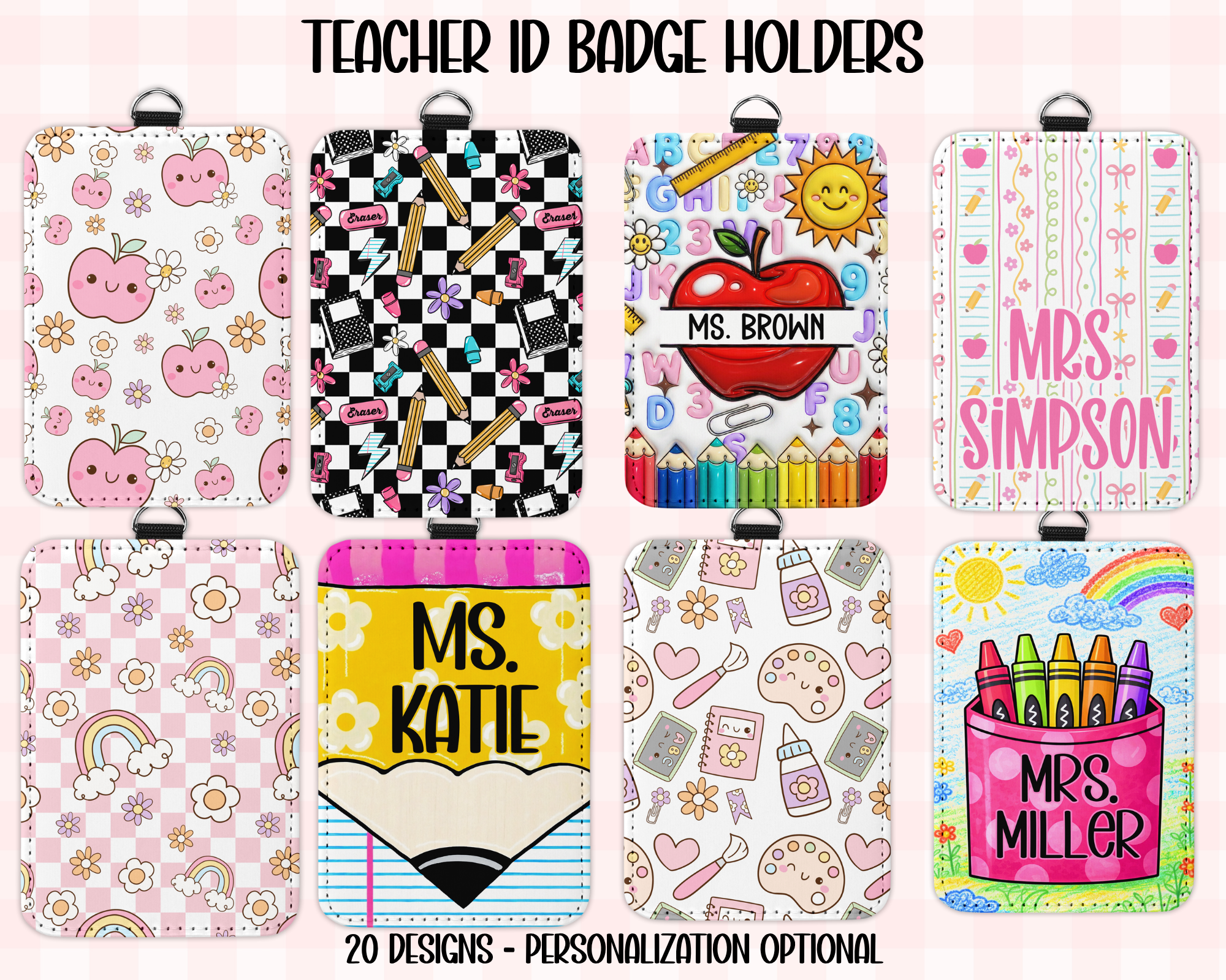 Personalized Faux Leather Teacher ID Badge Holder |Teacher ID Card Case | For Teachers, Bus Drivers, Staff, Assistants | Work ID Holder