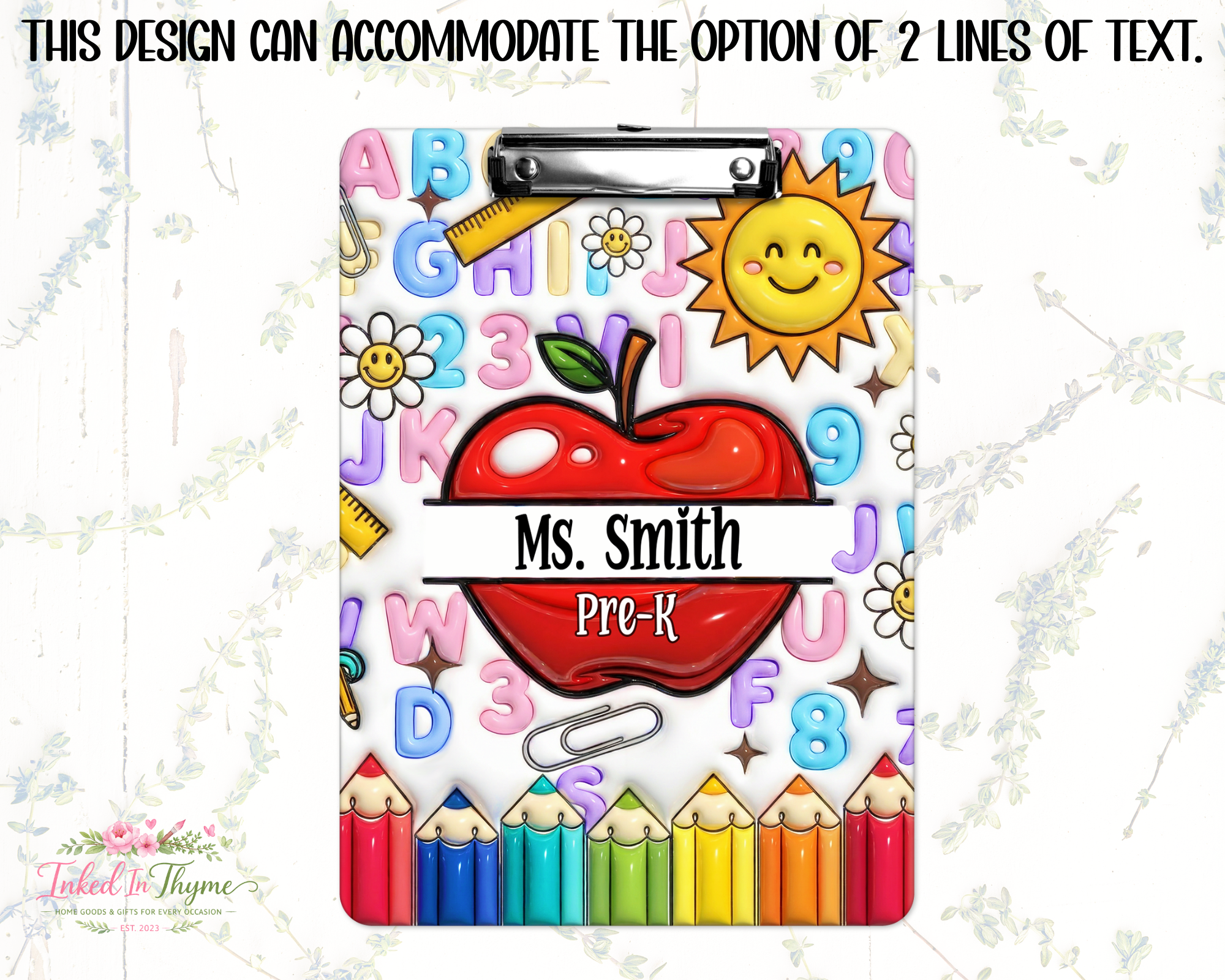 Personalized Teacher Clipboard: Faux 3D Apple Teacher Double Sided Clipboard, Teacher Appreciation Gift, End Of School Year Gift