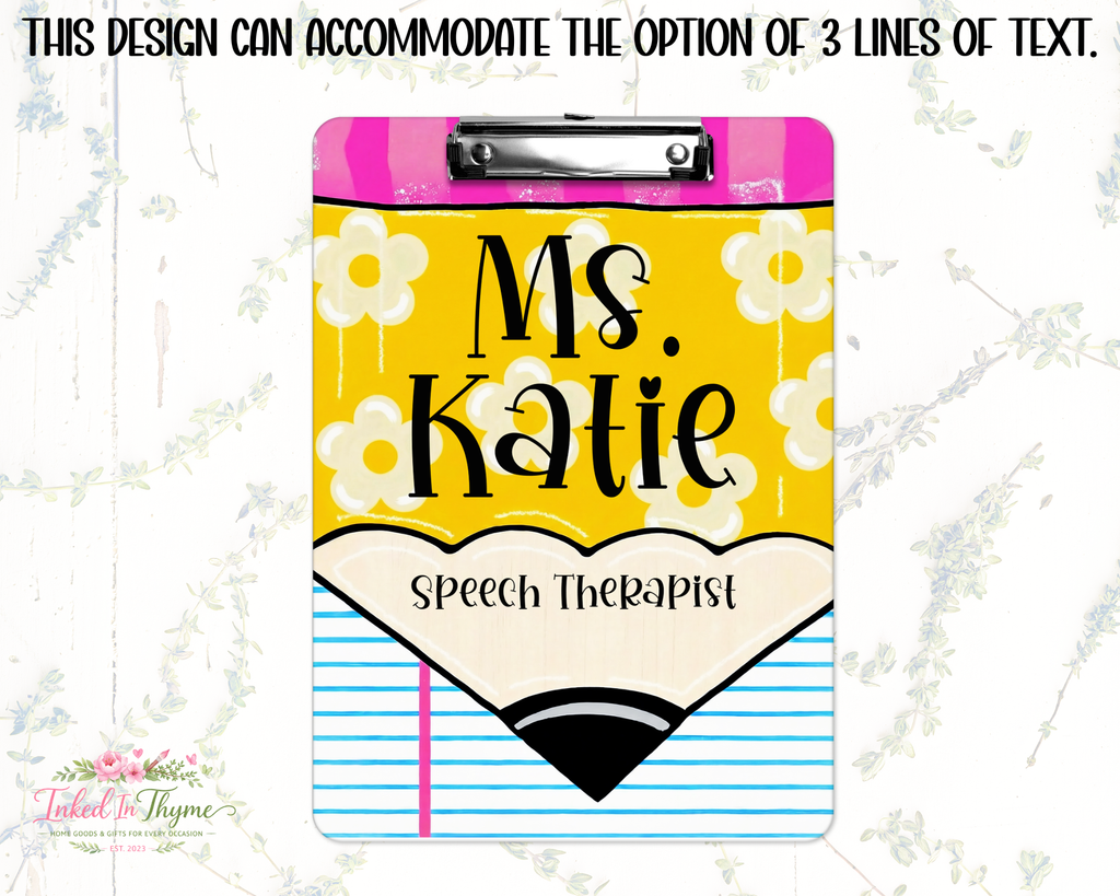 Personalized Teacher Clipboard: Pencil Teacher Double Sided Clipboard, Teacher Appreciation Gift, End Of School Year Gift