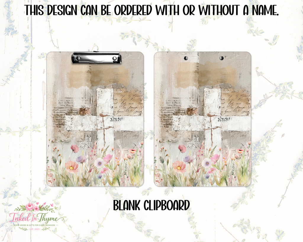 Personalized Watercolor Cross Clipboard: Christian Double Sided Clipboard, Teacher Gift, Office Clipboard, Church Pastor Gift