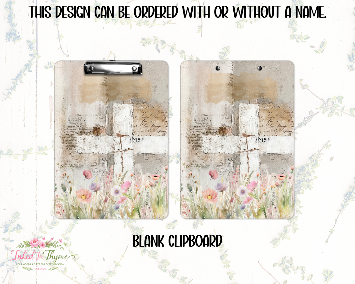 Personalized Watercolor Cross Clipboard: Christian Double Sided Clipboard, Teacher Gift, Office Clipboard, Church Pastor Gift