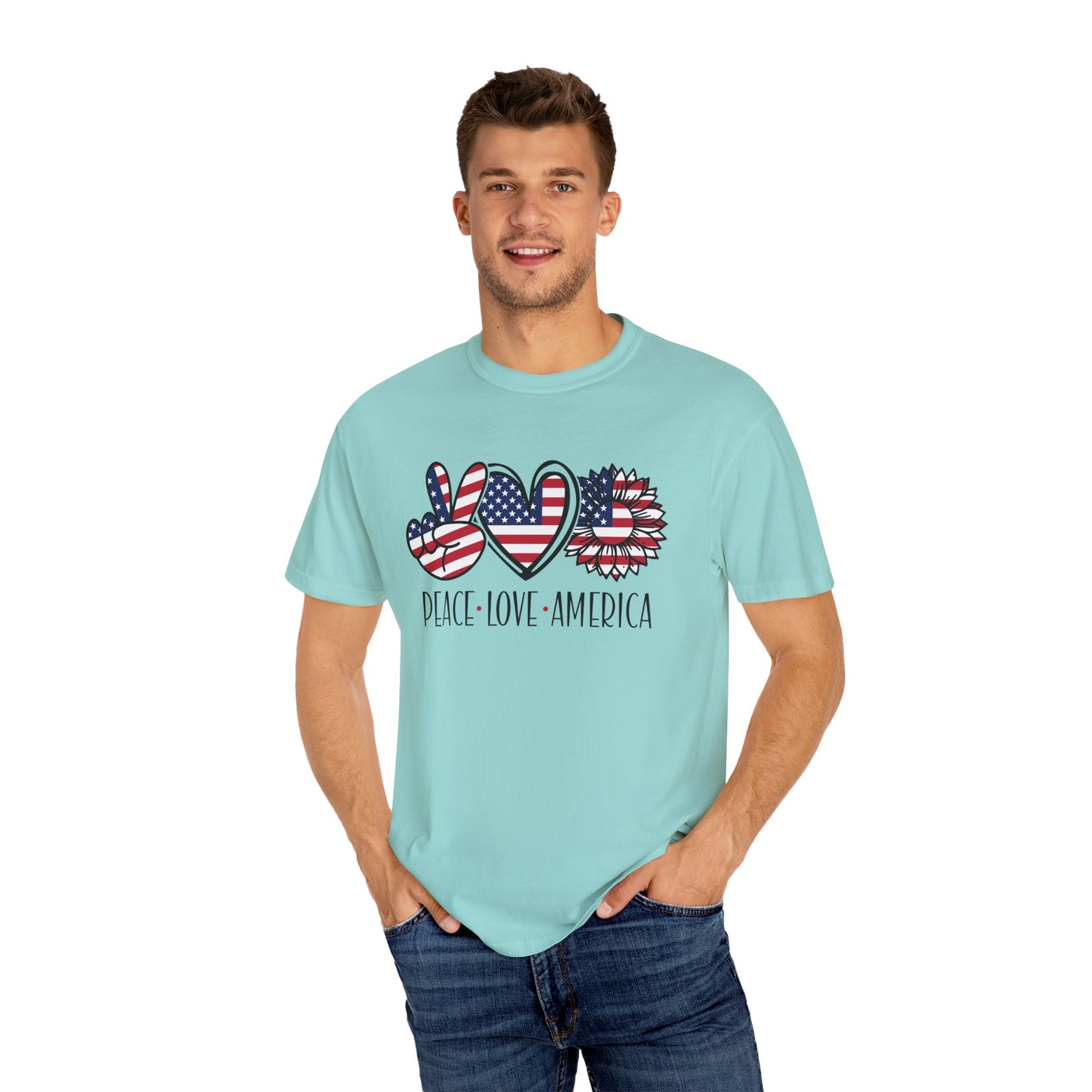 Peace Love America T-Shirt | Unisex Vintage Tee for July 4th, Americana Style, Summer Outfit, American Pride, Gift For Her