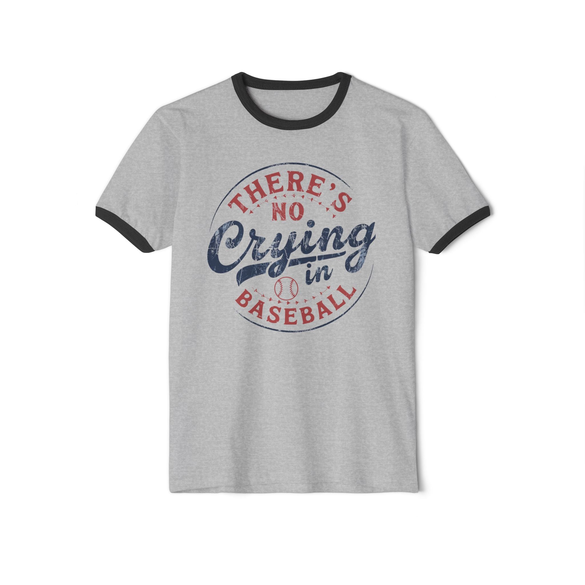 There's No Crying in Baseball Unisex Cotton Ringer T-Shirt, Vintage Sport Tee, Baseball Fan Gear, Gift for Sports, Baseball Mom Shirt