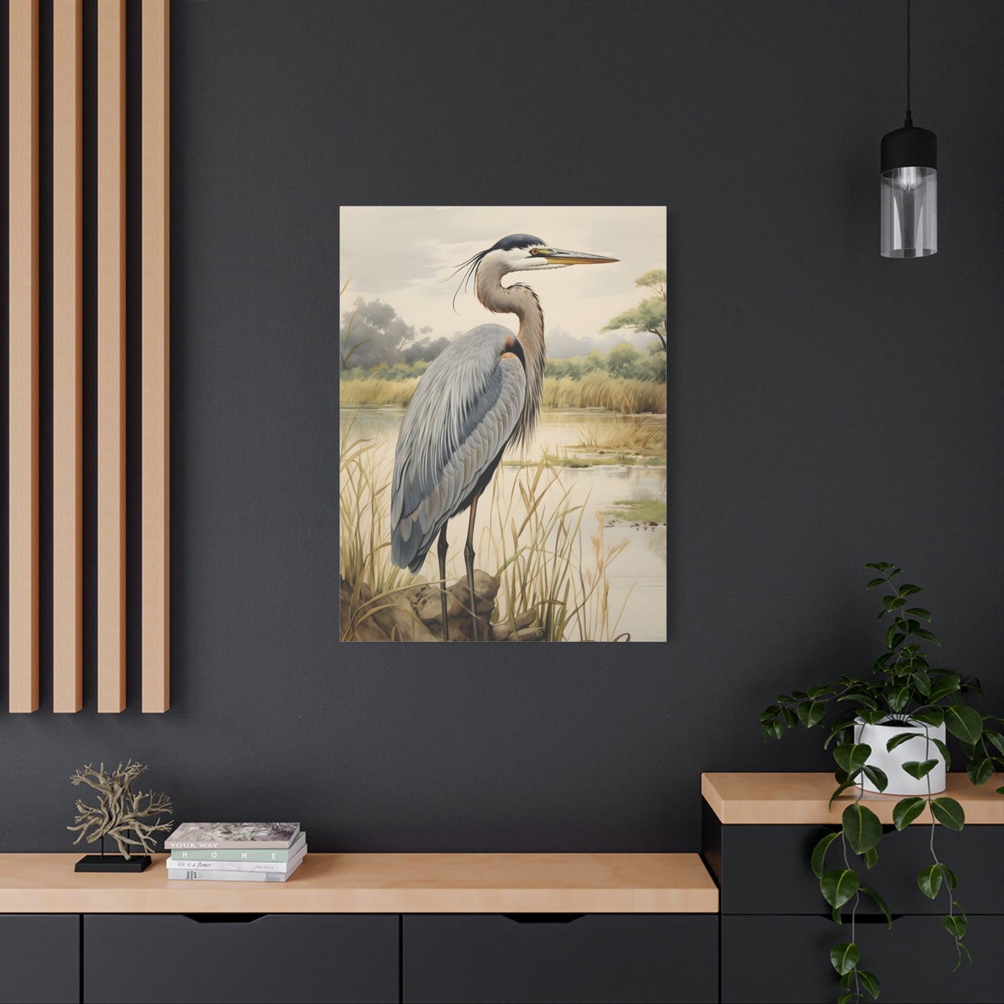 Heron Canvas Wall Art, Nature Decor, Elegant Bird Print, Blue Heron Home & Office Decor, Gift For Nature Lovers, Coastal Home Decor