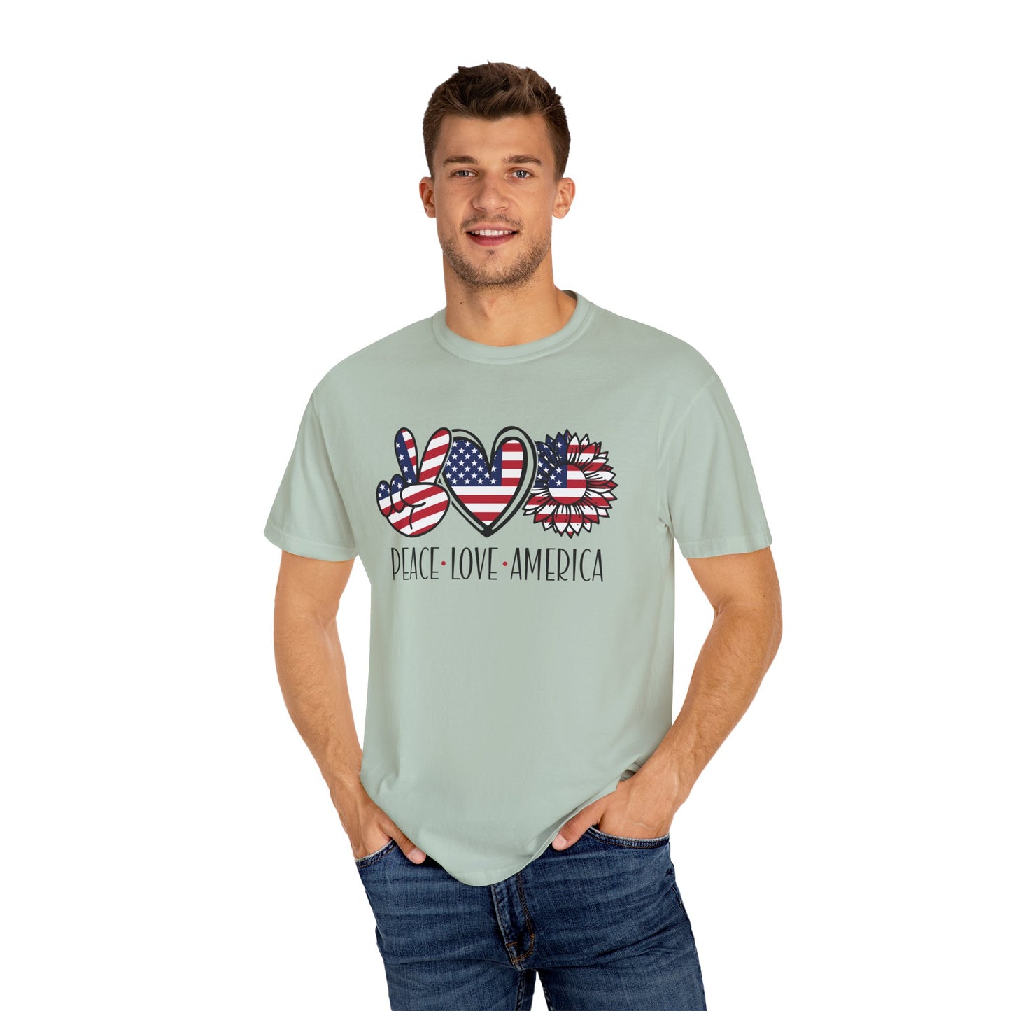 Peace Love America T-Shirt | Unisex Vintage Tee for July 4th, Americana Style, Summer Outfit, American Pride, Gift For Her