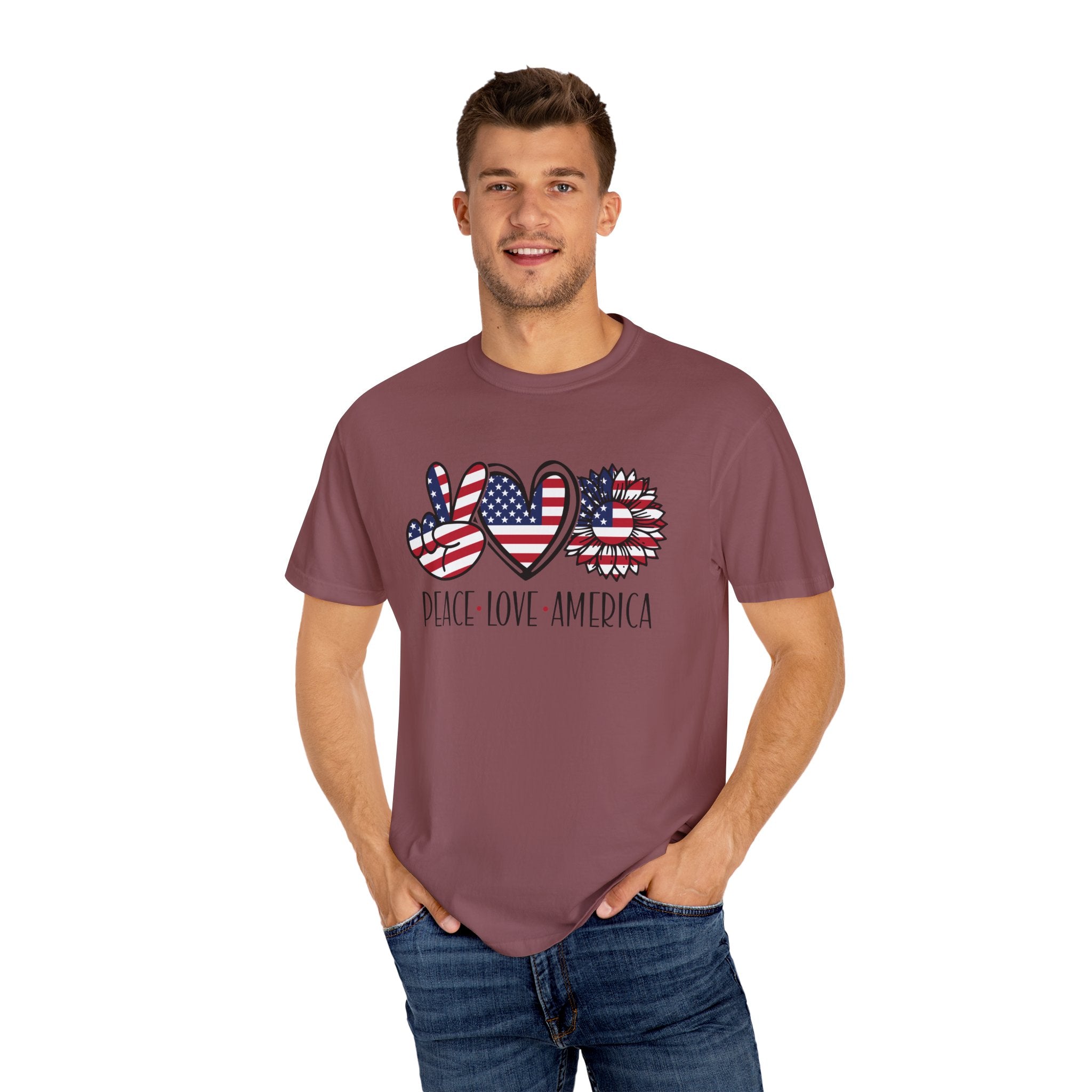 Peace Love America T-Shirt | Unisex Vintage Tee for July 4th, Americana Style, Summer Outfit, American Pride, Gift For Her