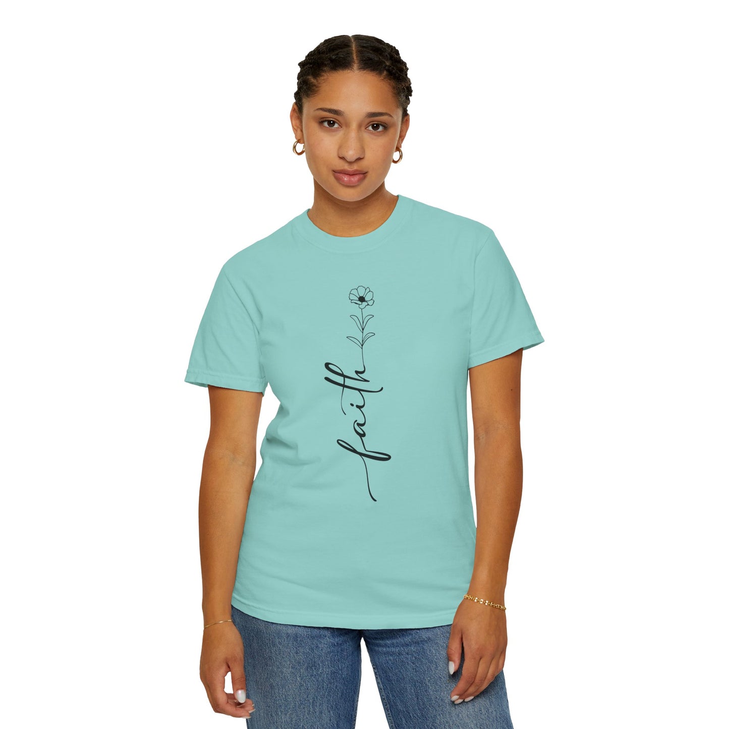 Faith Shirt-Faith Flower Shirt-Christian Religious Apparel-Gift for Her-Comfort Colors