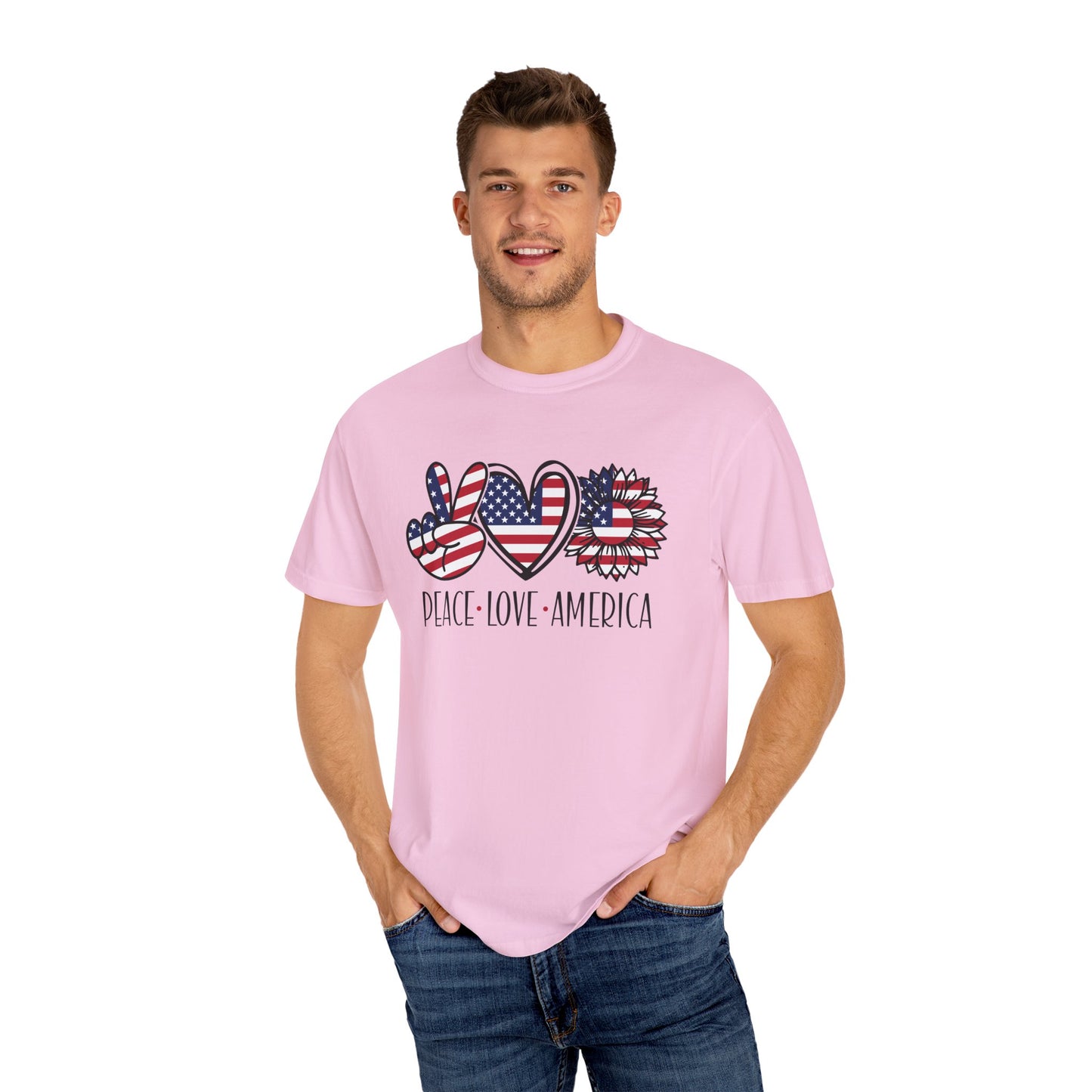Peace Love America T-Shirt | Unisex Vintage Tee for July 4th, Americana Style, Summer Outfit, American Pride, Gift For Her