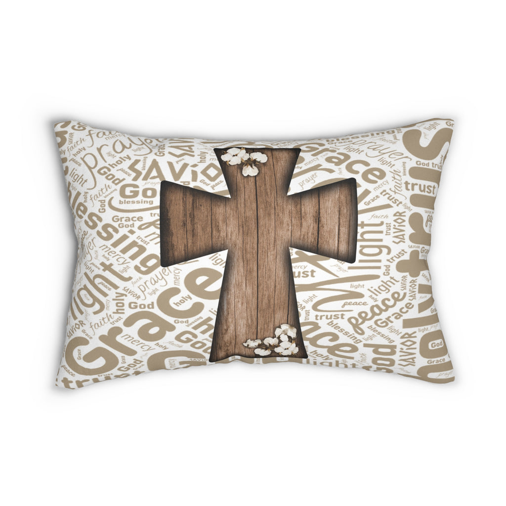 Faith-Inspired Lumbar Pillow, Christian Home Decor, Religious Gift, Comfort and Serenity, Ideal for Living Room and Bedroom, Housewarming