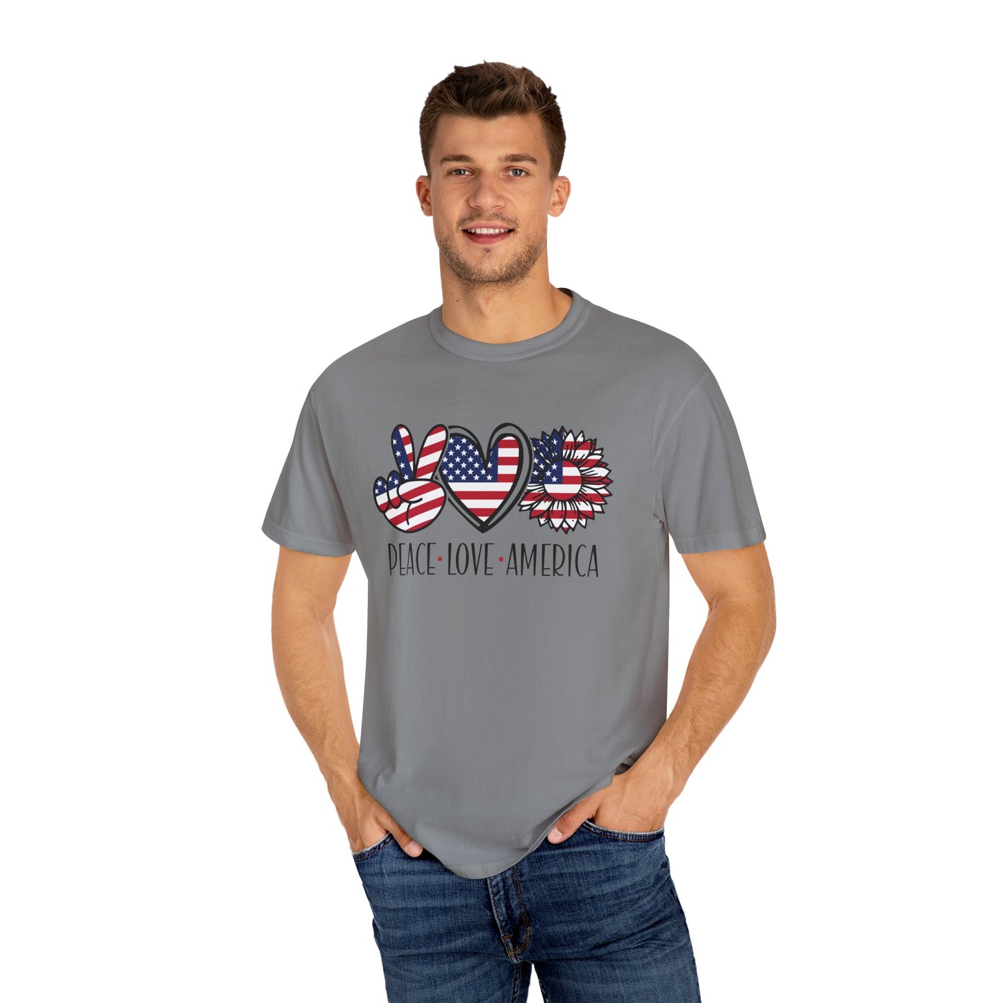 Peace Love America T-Shirt | Unisex Vintage Tee for July 4th, Americana Style, Summer Outfit, American Pride, Gift For Her