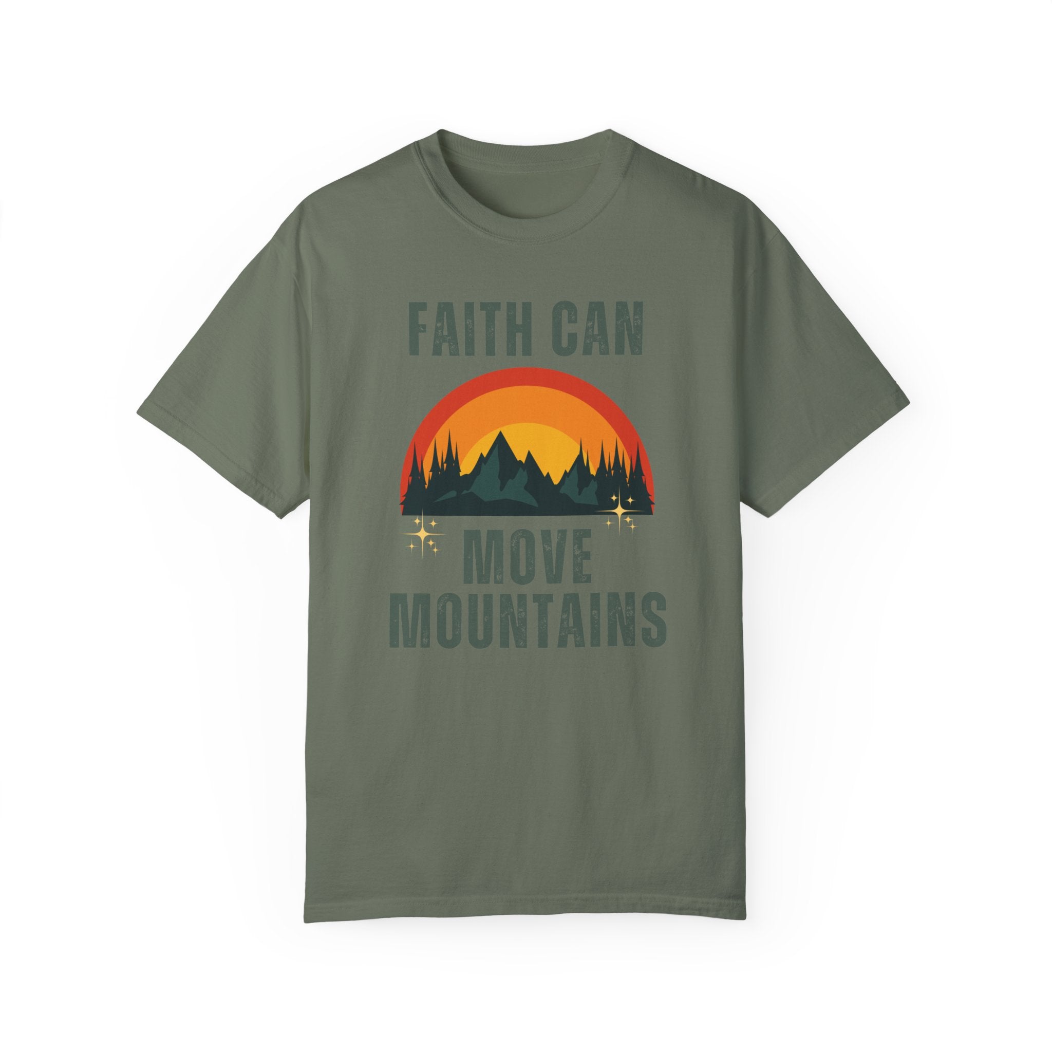 Faith Can Move Mountains Comfort Colors Bible Verse Short Sleeve Tshirt-Religious Christian Shirts-Faith Based Apparel-Gift For Her