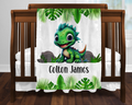 Custom Baby Dinosaur Blanket, New Baby Gift, Baby Shower Gift, Gift For Boy, Personalized Dino Nursery Blanket, Toddler Blanket