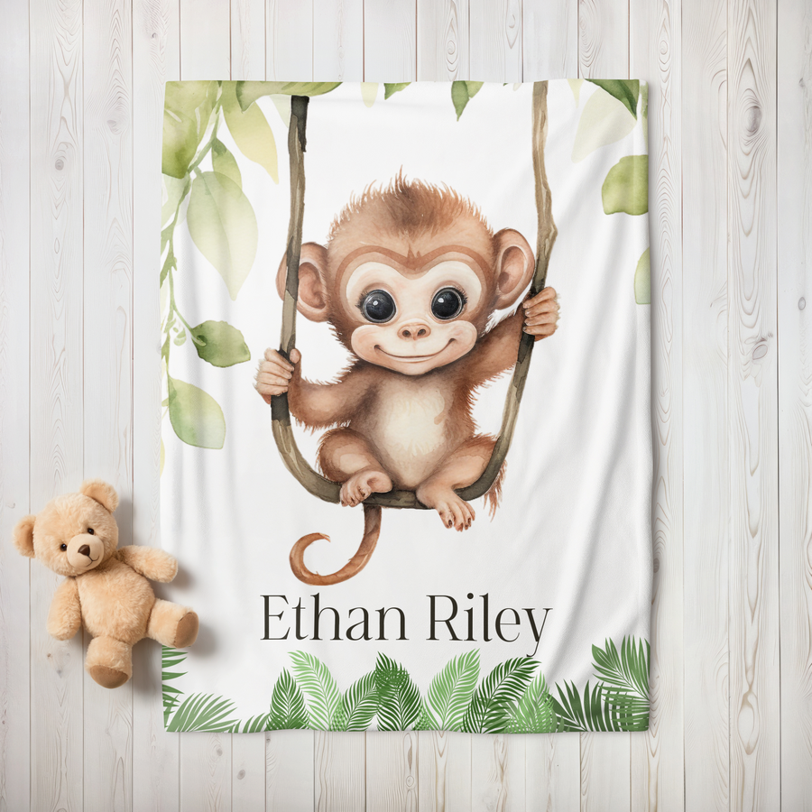 Gifts Lil Monkeys Blankets Custom Baby Monkey Blanket, New Baby