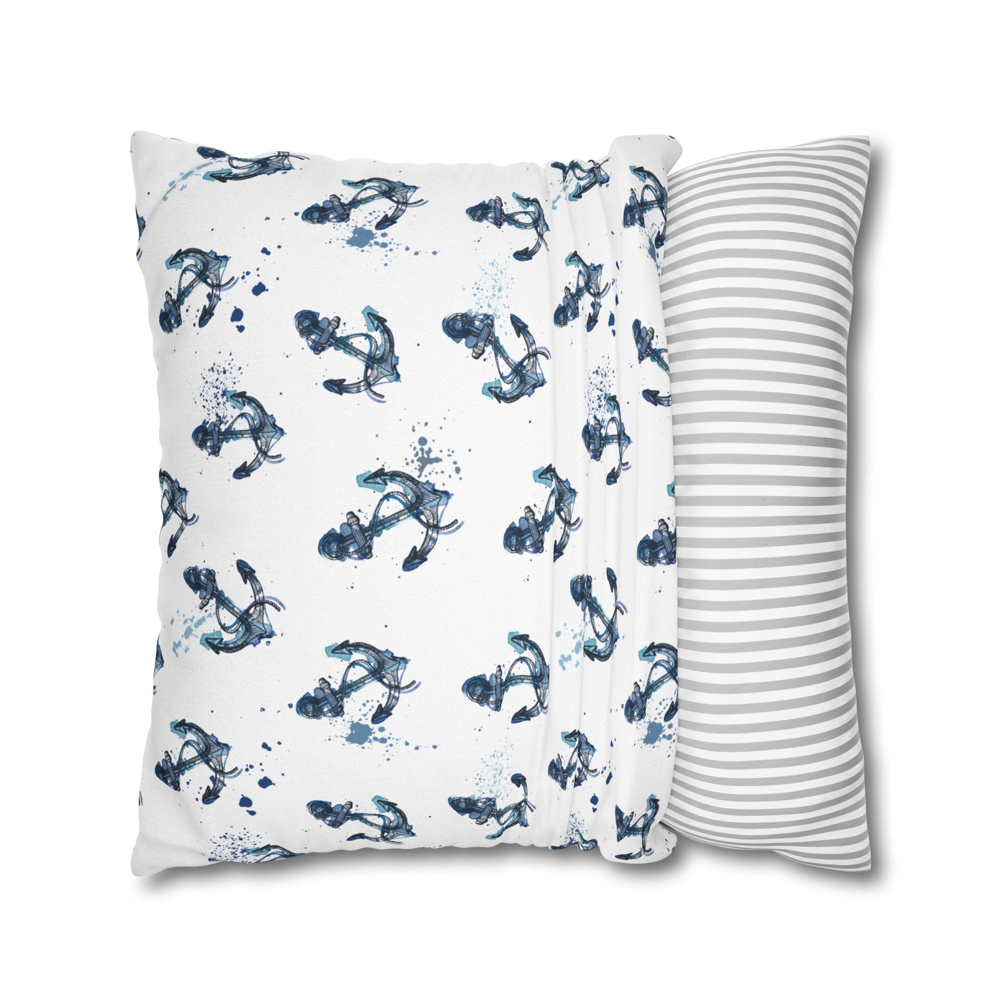 Nautical Anchors Double Sided Square Pillow Beach House Decor, Nautical Home Decor, Boat Themed Pillow, Ocean Lover Gift