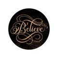 Black & Gold Believe Wreath Sign
