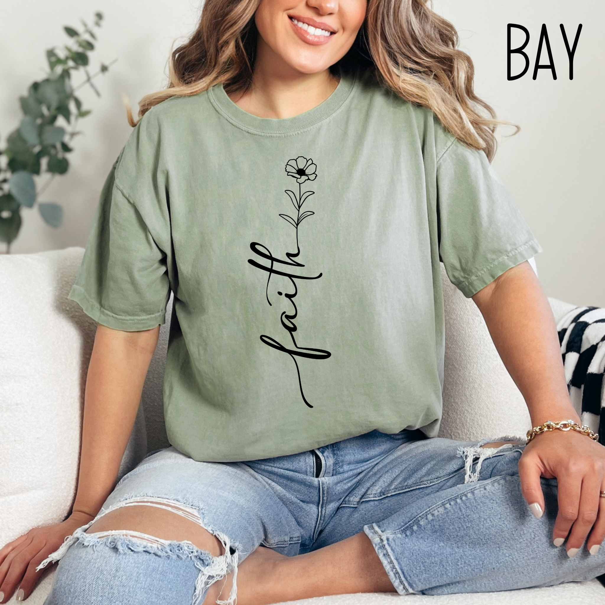 Faith Shirt-Faith Flower Shirt-Christian Religious Apparel-Gift for Her-Comfort Colors