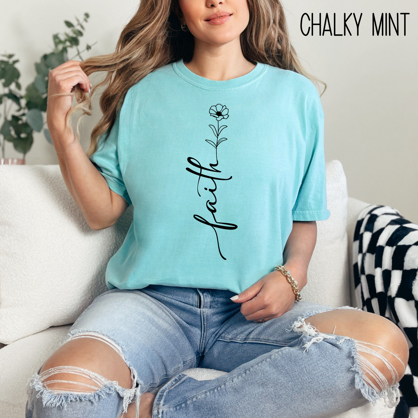 Faith Shirt-Faith Flower Shirt-Christian Religious Apparel-Gift for Her-Comfort Colors