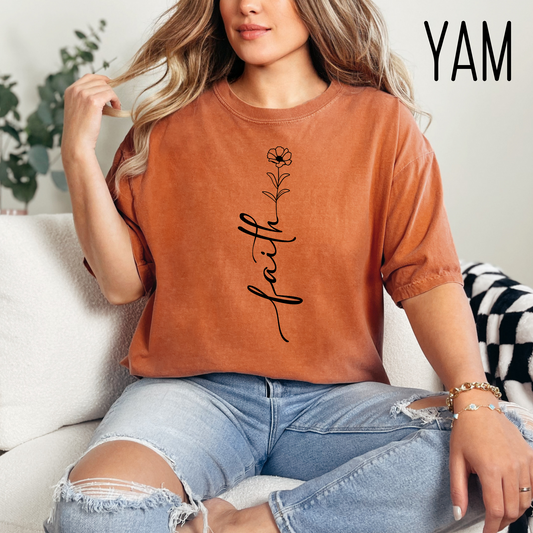 Faith Shirt-Faith Flower Shirt-Christian Religious Apparel-Gift for Her-Comfort Colors