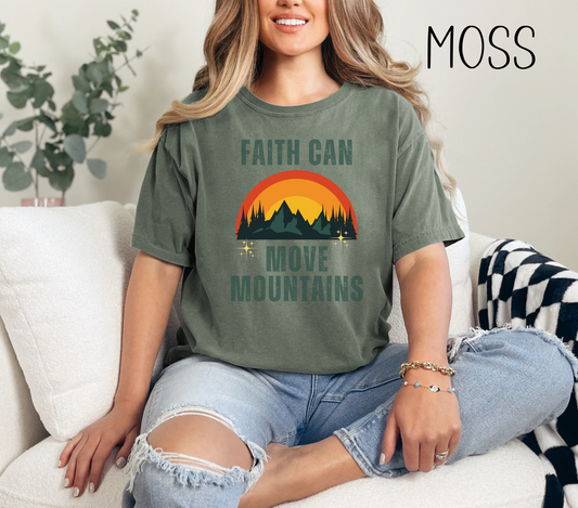 Faith Can Move Mountains Comfort Colors Bible Verse Short Sleeve Tshirt-Religious Christian Shirts-Faith Based Apparel-Gift For Her