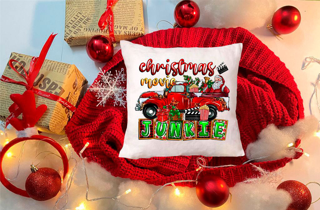Christmas Movie Junkie Pillow Cover