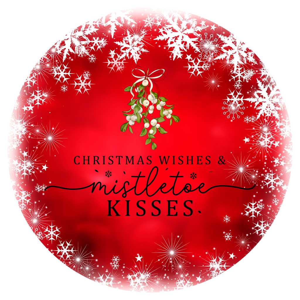 Christmas Wishes & Mistletoe Kisses Wreath Sign