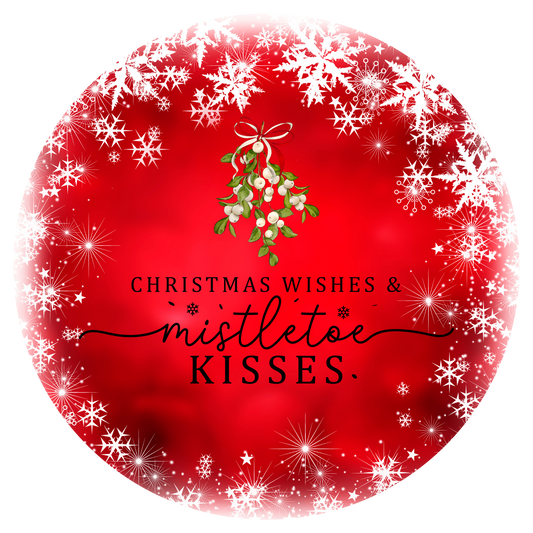 Christmas Wishes & Mistletoe Kisses Wreath Sign