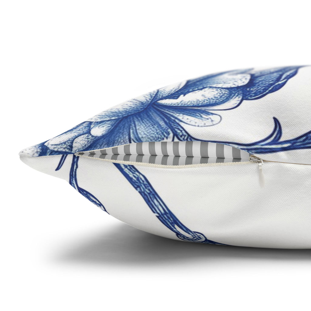 Blue Chinoiserie Floral Double Sided Square Pillow or Pillow Cover , Grandmillennial Throw Pillow, Preppy Blue Bedroom Living Room Decor